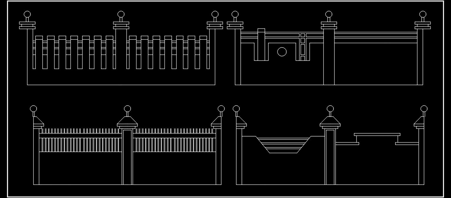 Boundary Wall Free CAD Blocks- Variations in Brick and MS Grill